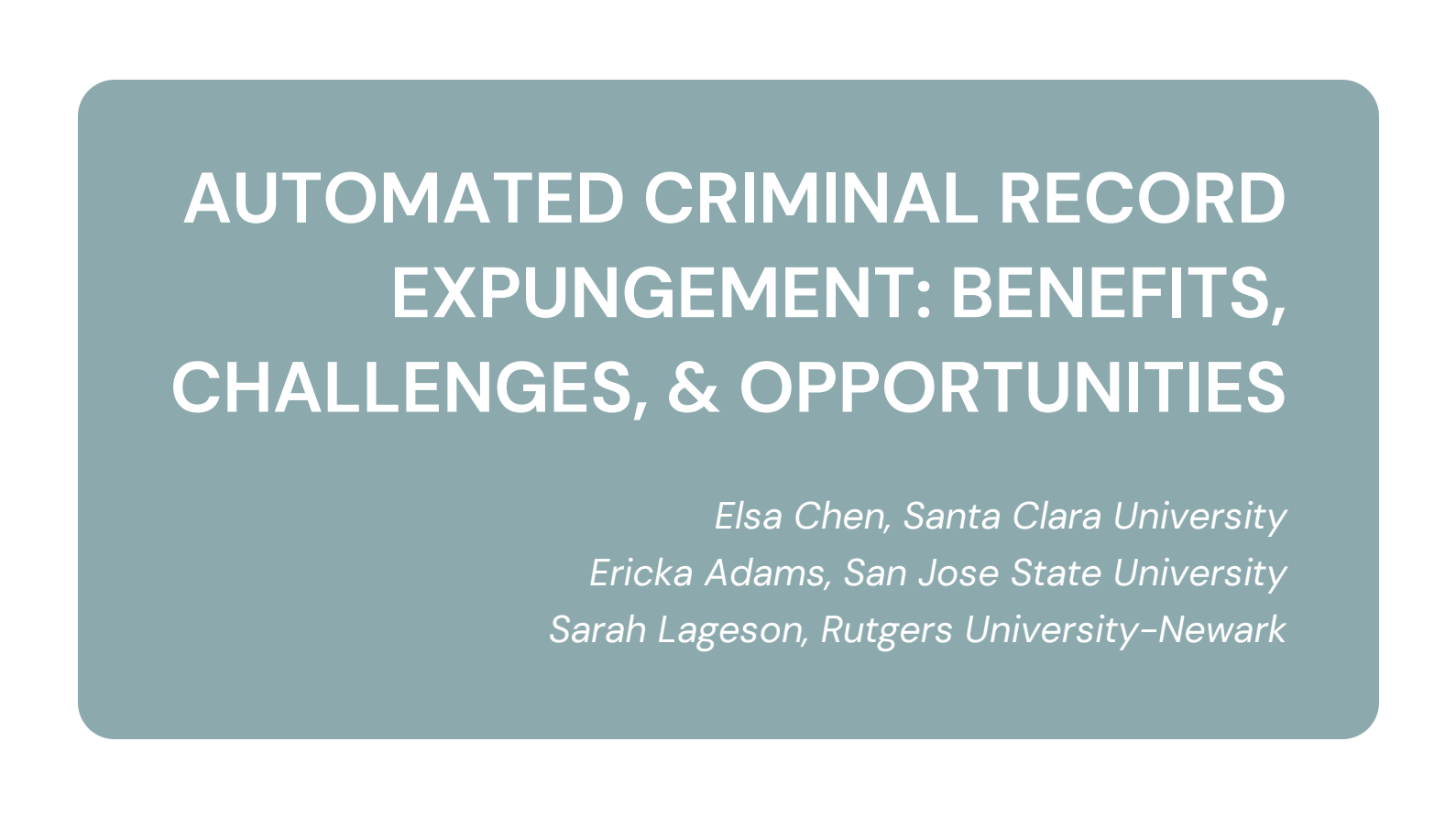 Clean Slate Research General Presentation - Clean Slate Research General Presentation Link to file